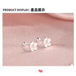 S999純銀女珍珠花朵款轉珠耳環 附馬卡收納盒, , large