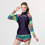 Monina Taiwan-made colorful sunscreen long-sleeved jellyfish suit two-piece swimsuit, , large