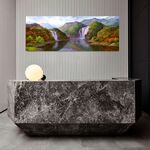 【御畫房】福祿雙至 國家一級畫師手繪油畫60×120cm(VF-57), , large