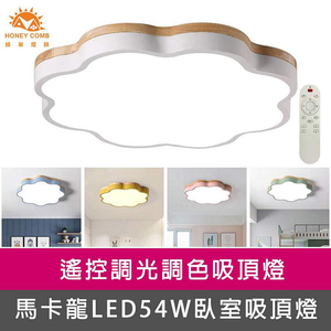 [Honey Comb]馬卡龍LED54W遙控調光調色臥室吸頂燈 藍色(V1921C54)