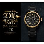elegantsis Army 特務風雲日期時尚腕錶-黑金/46mm ELJT47-PB10MA, , large