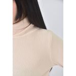 (S) velvet rose質感高領杏色長袖上衣二手衣, , large