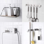 G+ Home No-Assembly Heavy-Duty Large Adhesive Screw Hook Set (6 pcs, 8&times;8 cm) &ndash; 10mm Transparent, , large