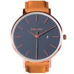 【PICONO】Siempre minimalist brown leather strap couple watch-Dark blue / SI-11001 Ladies, , large