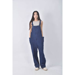 (4XL（含）以上) urban research doors高腰吊帶丹寧牛仔寬版藍色長褲二手衣