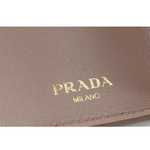 PRADA 三角牌Logo 水波紋皮革暗釦三折短夾/藕粉色, , large