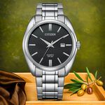 CITIZEN 星辰 限量 紳士日期手錶 送禮-銀x黑/41mm BI5100-58E, , large