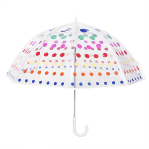【B&B幸福雜貨】韓國兒童透明雨傘-彩色波點 C061A02