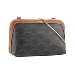CELINE TRIOMPHE Logo 印花鏈帶斜背包/焦糖色, , large