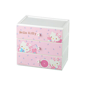 Kitty桌上型三層收納盒-粉紅小熊