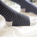 [Kaimei Cotton Industry] 6 pairs set, random and excellent, MIT made in Taiwan, antibacterial and deodorizing bamboo charcoal wide-mouth health socks, striped style, , large
