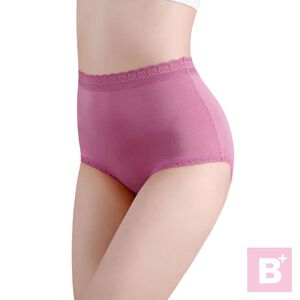 高腰-莫代爾-棉-蕾絲內褲-黑/粉/膚-0303073
