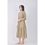 (S) daidizi碎花質感V領黃色洋裝二手衣, , large