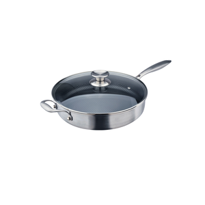 CLARE 可蕾爾 典鑽316不鏽鋼不沾平底鍋蜂巢塗層不沾鍋 附蓋30cm-Leidea樂德兒