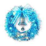 摩達客11吋夢幻土耳其藍系金蔥彎絲聖誕花圈+20燈LED暖白光燈串_本島免運費, , large