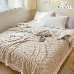【FOCA】Autumn ear brown | Three-dimensional woven jacquard warm wool sherpa double-sided blanket (150X200cm), , large