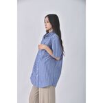 (L) nautica質感條紋藍色短袖上衣二手衣, , large