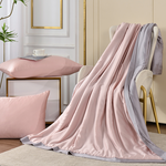 【Betrise】Moonlight Pink/Gray | C Energy Series 60-count 100% Pure Tencel Light-Quenched Graphene Quilt/Four Seasons Quilt 5X6.5 feet per set (with 2 free pillowcases of the same style), , large
