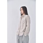 (L) uniqlo棉質純棉格紋杏色長袖上衣二手衣, , large