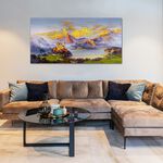【御畫房】金山城堡 國家一級畫師手繪油畫60×120cm(VF-122), , large