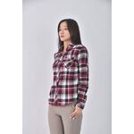 (S) lativ質感棉質純棉格紋紅色長袖上衣二手衣, , large