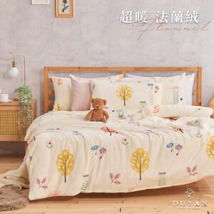 【DUYAN 竹漾】法蘭絨 單人/雙人/加大 床包兩用毯被組 / 秋野澄風
