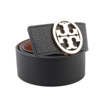 TORY BURCH Miller 素面皮革寬3.8cm雙面可用皮帶S/黑色/焦糖色, , large
