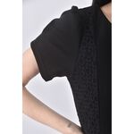 (S) eyescream質感圓領黑色短袖上衣二手衣, , large