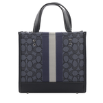 COACH Dempsey Tote 22 緹花拼皮革二用托特包/單寧藍/午夜藍, , large