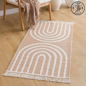 【SOLO歐洲家居】LCW Home 70x140CM 流蘇地墊 幾何曲線 雙面加大