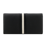 BALLY Ribbon 黑白條紋牛皮對開長夾/黑色, , large
