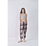 (S) queenshop韓牌高腰質感格紋黑色長褲二手衣, , large