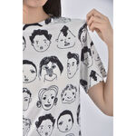 (S) 質感人頭白色短袖上衣二手衣, , large