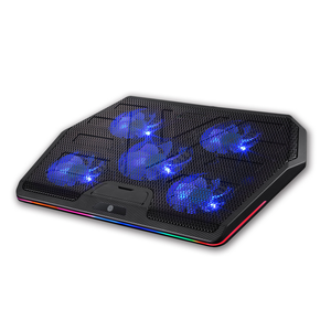 ekit CKT-K05_BK Blu-ray five-fan quiet and cool ventilated iron mesh touch control colorful RGB laptop cooling pad[E-KIT Technology lnc.]