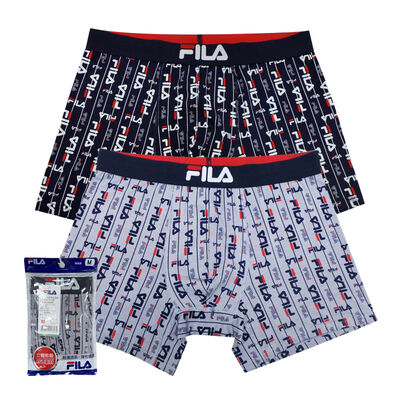 FILA男條紋滿版logo平口褲-XL(顏色隨機出貨)