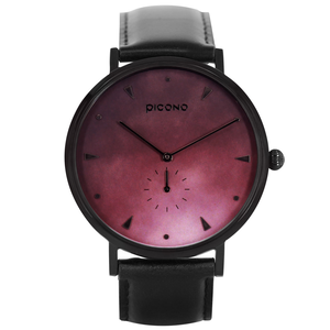 【PICONO】A week collection black leather strap watch-Red / AW-7605