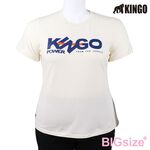 KINGO-大尺碼-女款 圓領T恤-米白-414112, , large