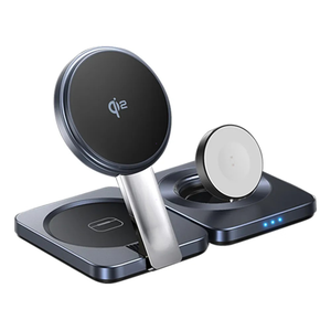 【Lisen】Qi2 三合一磁吸無線充(黑色)(桌面支架 桌上手機架 AppleWatch充電架 MagSafe 手機支架 AirPods)