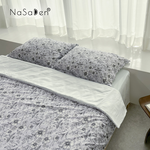 【Savamunt】Ionic+ &trade; Antimicrobial Technology &  Austrian Lenzing Tencel&trade; Modal Four-pieces Duvet Cover Bedding Set Pre-order Limited Sale -TWIN flowergrey, 藏花灰, large