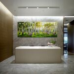 【御畫房】榮白樺林之春 國家一級畫師手繪油畫60×120cm(VF-59), , large