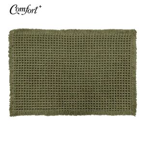 Comfort+鬆餅格織紋浴墊-軍綠