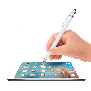 [DP43 Snow White]Dual-Head Clip Disc Fine Stylus Pen (with Transparent Pen Case)