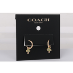 COACH 蘑菇墜飾及C Logo 圓弧針式耳環/金色/綠色, , large
