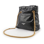 BALENCIAGA CRUSH 金鍊小牛皮小款肩背/斜背托特包/黑色, , large