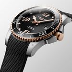 LONGINES 浪琴 深海征服者浪鬼陶瓷潛水機械錶-黑x玫瑰金/41mm L37813589, , large