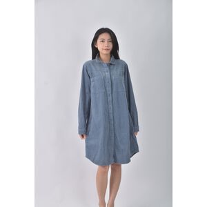 (L) lativ棉質排扣純棉藍色洋裝二手衣