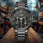 CITIZEN 星辰 Chronograph 紳男計時手錶 送禮推薦-鐵灰/42mm AN8227-53H, , large