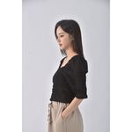 (S) 【德馨私服】質感修身短版棉質純棉黑色短袖上衣二手衣, , large