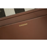 BURBERRY London 格紋棉質帆布及牛皮中型托特包/灰褐色/棕色, , large