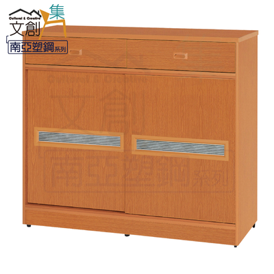 【文創集】雷斯 環保3.9尺南亞塑鋼推門二抽鞋櫃(客約商品)